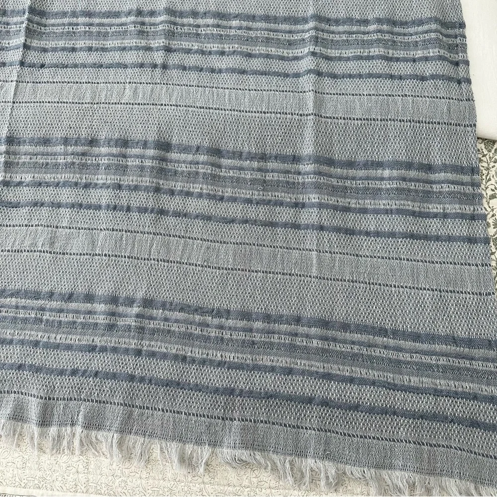 Hearth & Hand Magnolia Vintage Blue Textured Stripe Dobby Throw Blanket